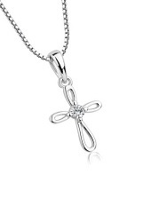 small outstanding silver CZ infinity cross baby neckalce 